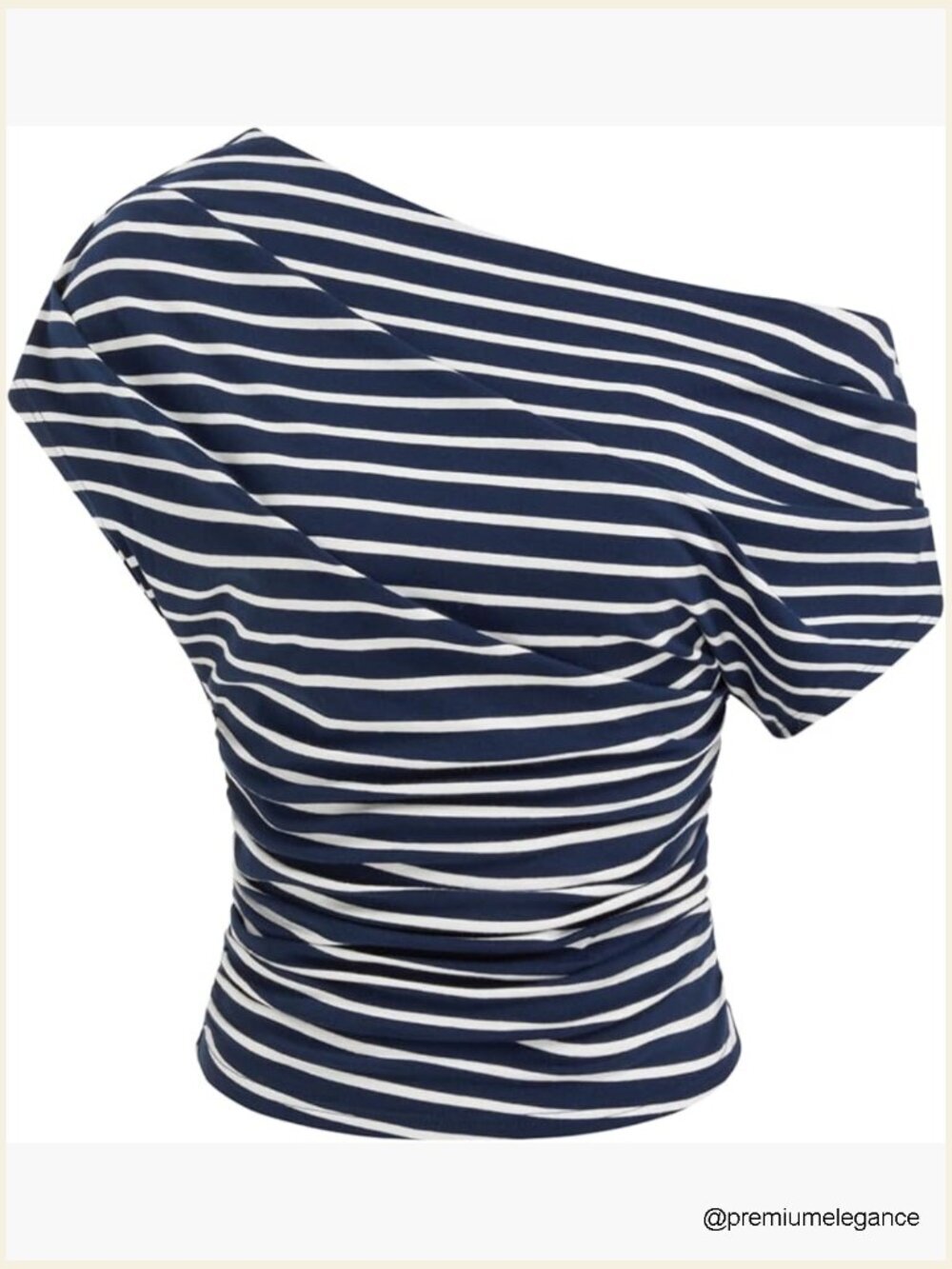 Striped Ruched Off Shoulder Fitted Going Out Top Asymmetrical Neck